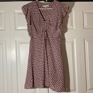Purple and white floral mini dress